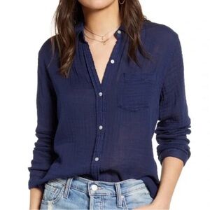 Rails cotton gauze Navy Button-Up Shirt size small